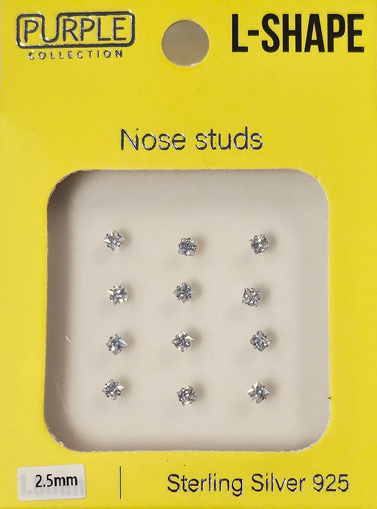 Purple Collection L-Shape Silver Nose Studs (NIRI04010)