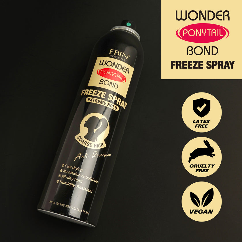 EBIN Wonder Ponytail Freeze Spray Extreme Hold Coarse Hair 8oz (WBPX245)