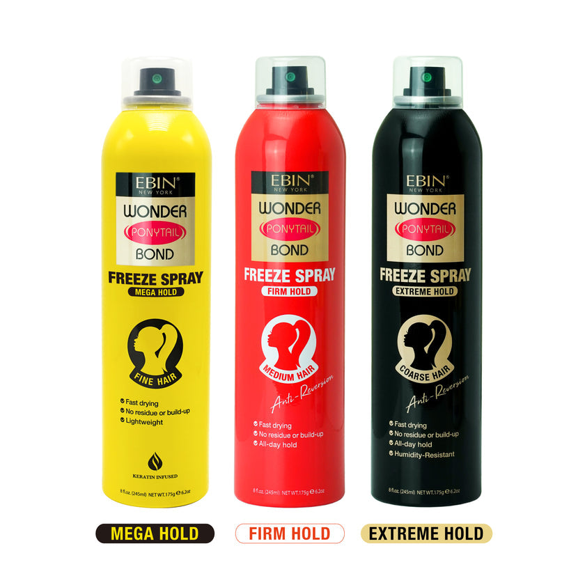 EBIN Wonder Ponytail Freeze Spray Extreme Hold Coarse Hair 8oz (WBPX245)