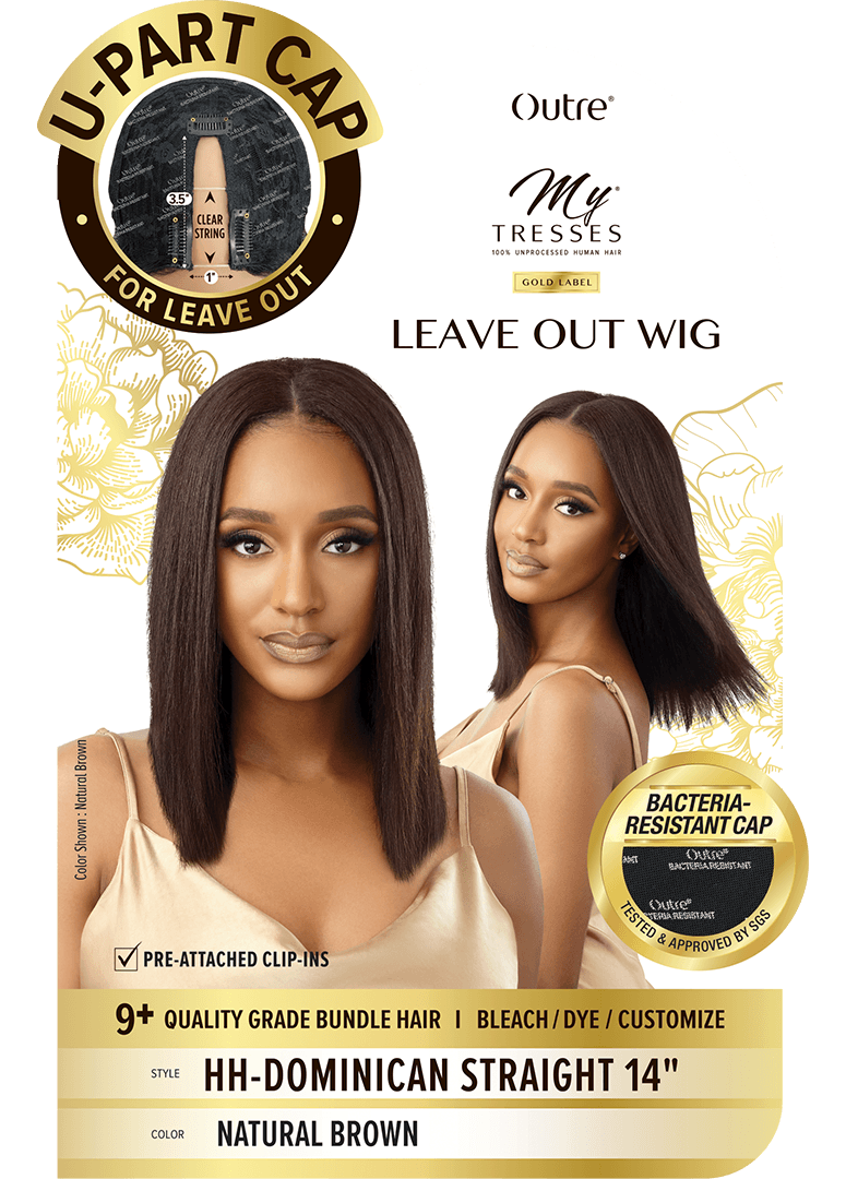 Mytresses Gold Leave Out (U-Part) Wig HH-Dominican Straight 14"