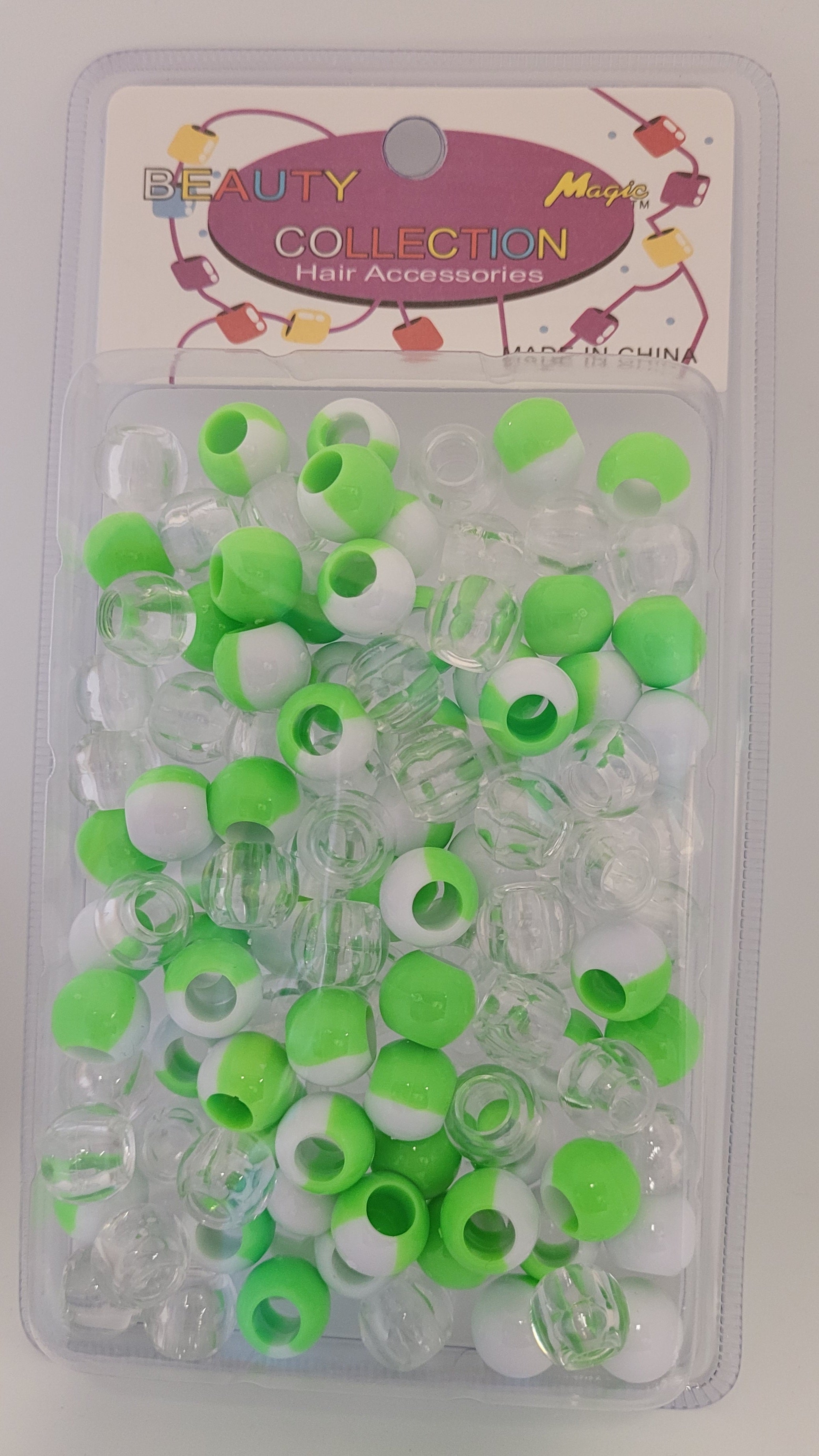 Beauty Collection- Two Toned & Clear Large Beads Green (TONNGRE)