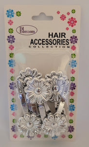 Blossom Hair Accessories Large Sunflower Barrettes Silver (BBB01-12)