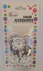 Blossom Hair Accessories Large Sunflower Barrettes Silver (BBB01-12)