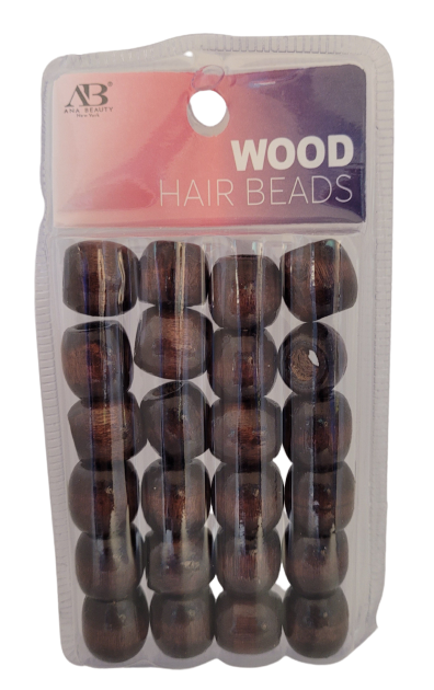 AB Wood Hair Beads Dark Brown