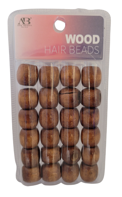 AB Wood Hair Beads Brown