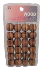 AB Wood Hair Beads Brown