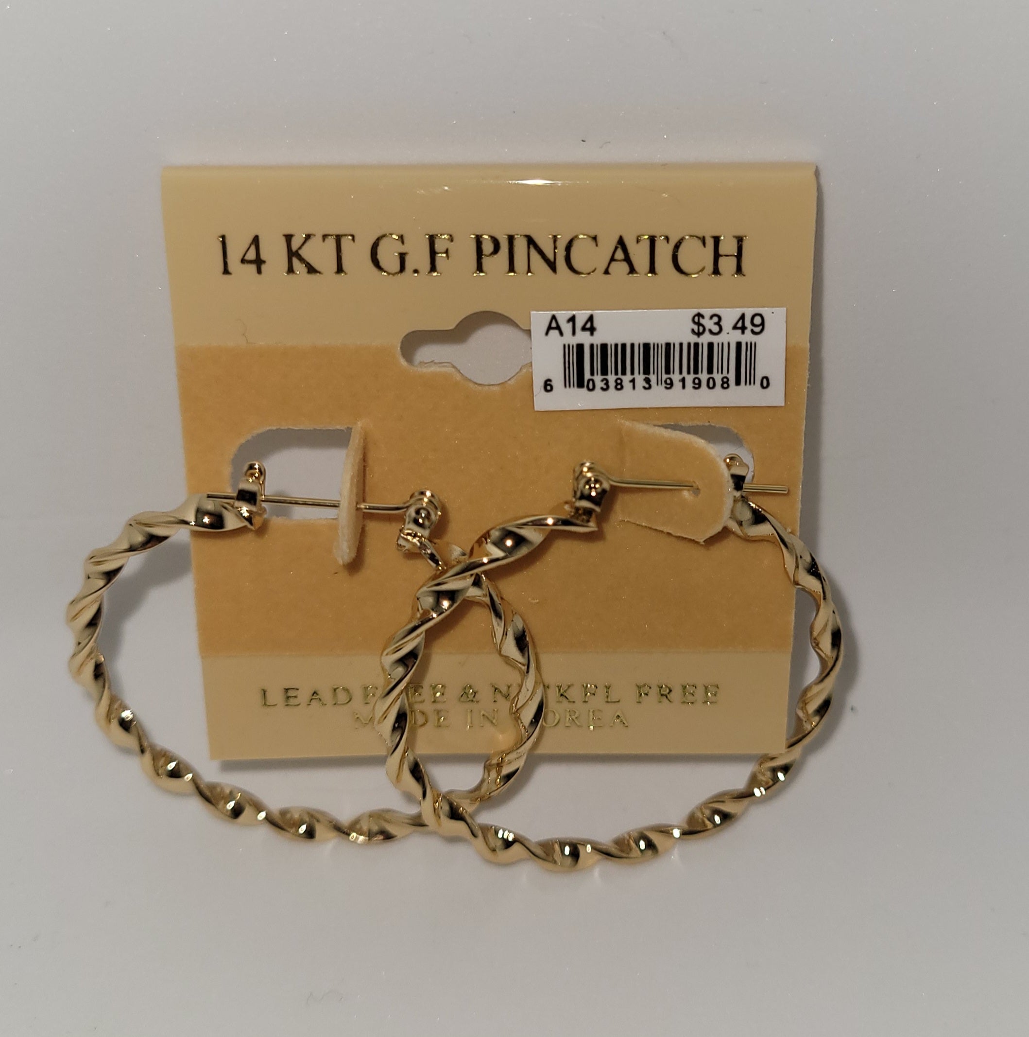 14 KT G.F Pincatch Gold Earring (A14)