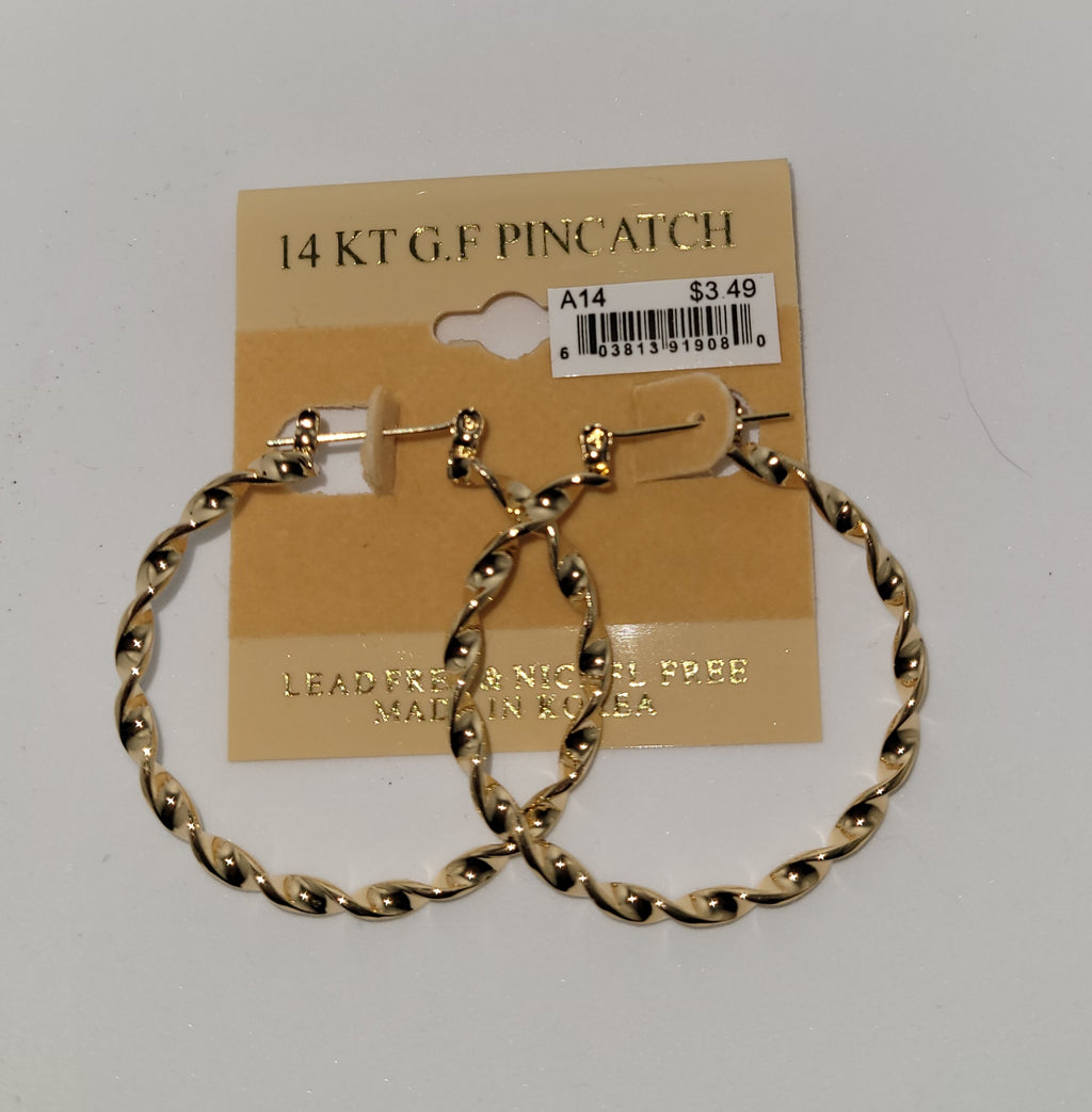 14 KT G.F Pincatch Gold Earring (A14)