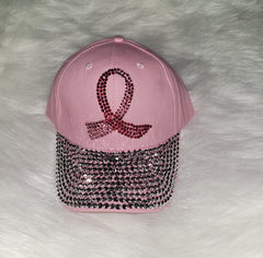 Lt Pink Breast Cancer Ribbon Jeweled Hat