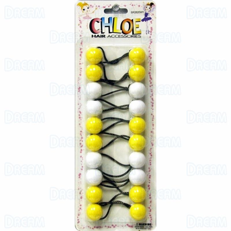 Chloe Hair Accessories White/Yellow Ponytail Holder BR2620WY
