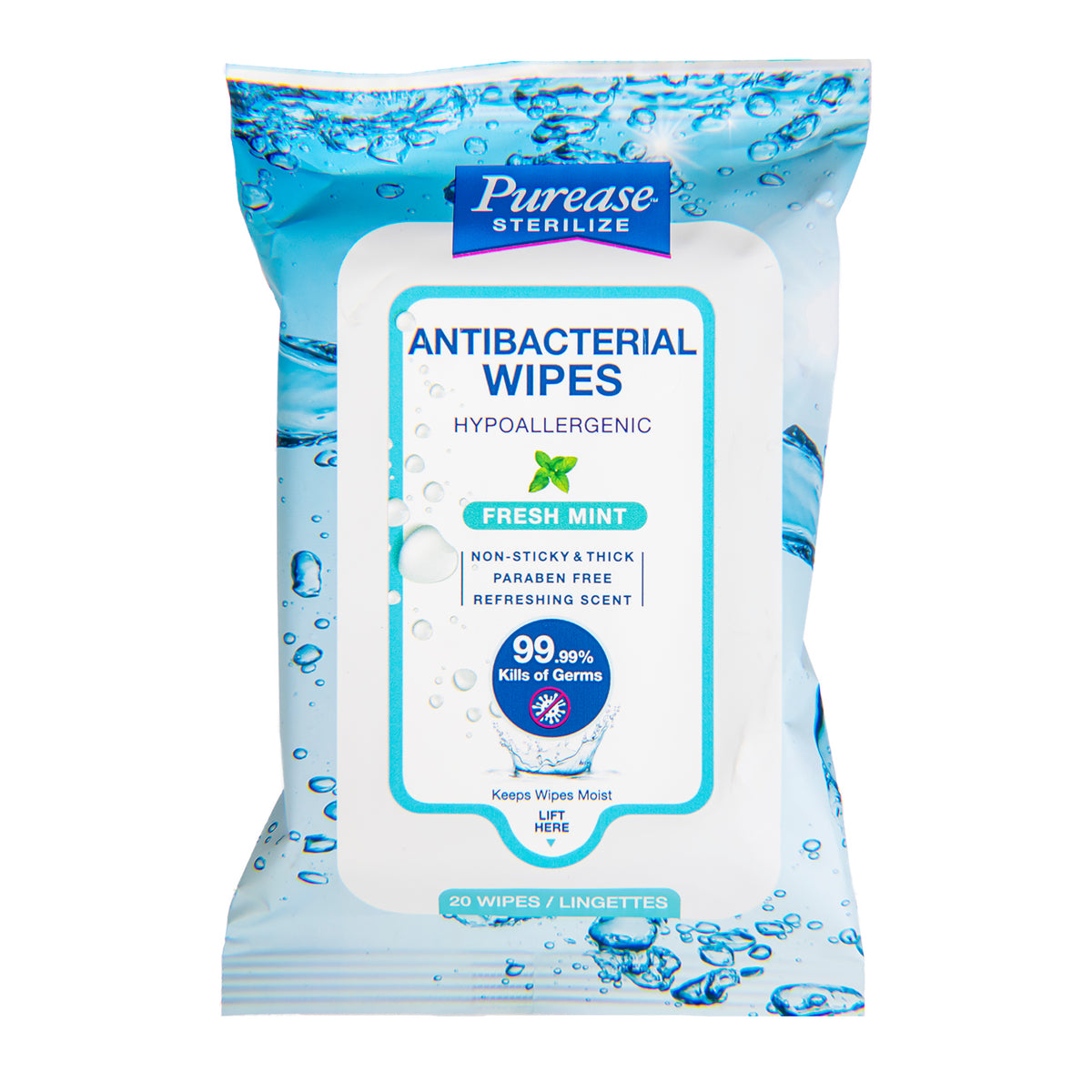 Purease Sterilize Antibacteral Wipes Hypoallergenic