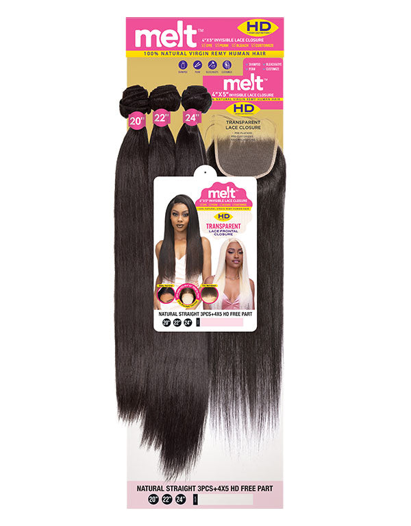 Melt Natural Straight 3PCS + 4X5 Free Part Natural