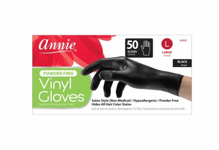 Annie Powder Free Black Vinyl Gloves 50ct