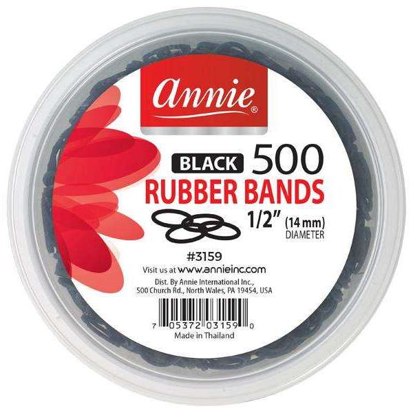Annie Black Rubber Bands 500 ct (3159)