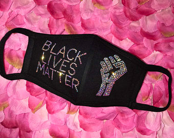 Fashion Mask- Black Lives Matter/Fist Jeweled