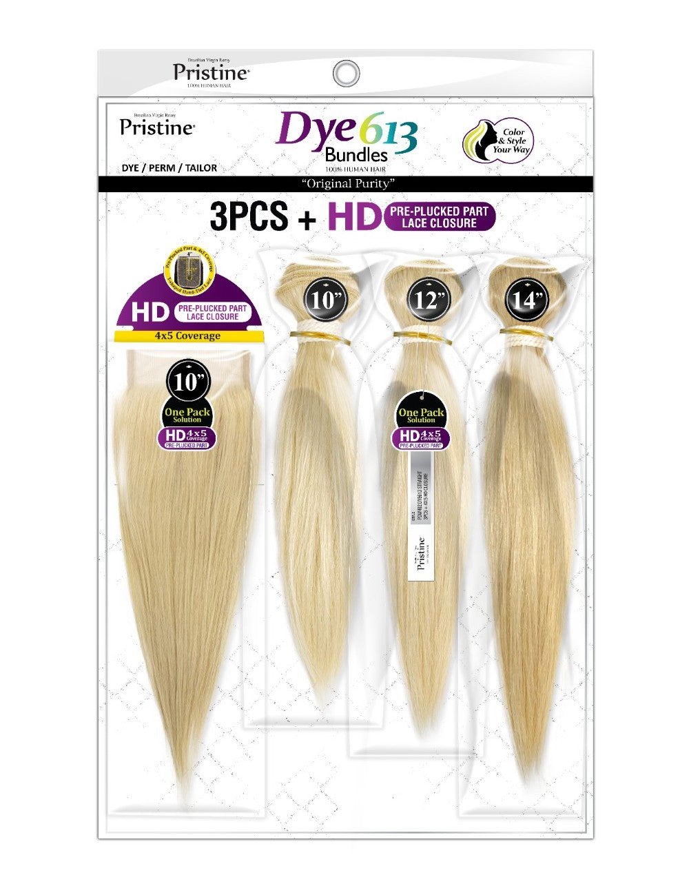 Pristine Dye 613 3PCS + HD Closure Straight (PDW402)