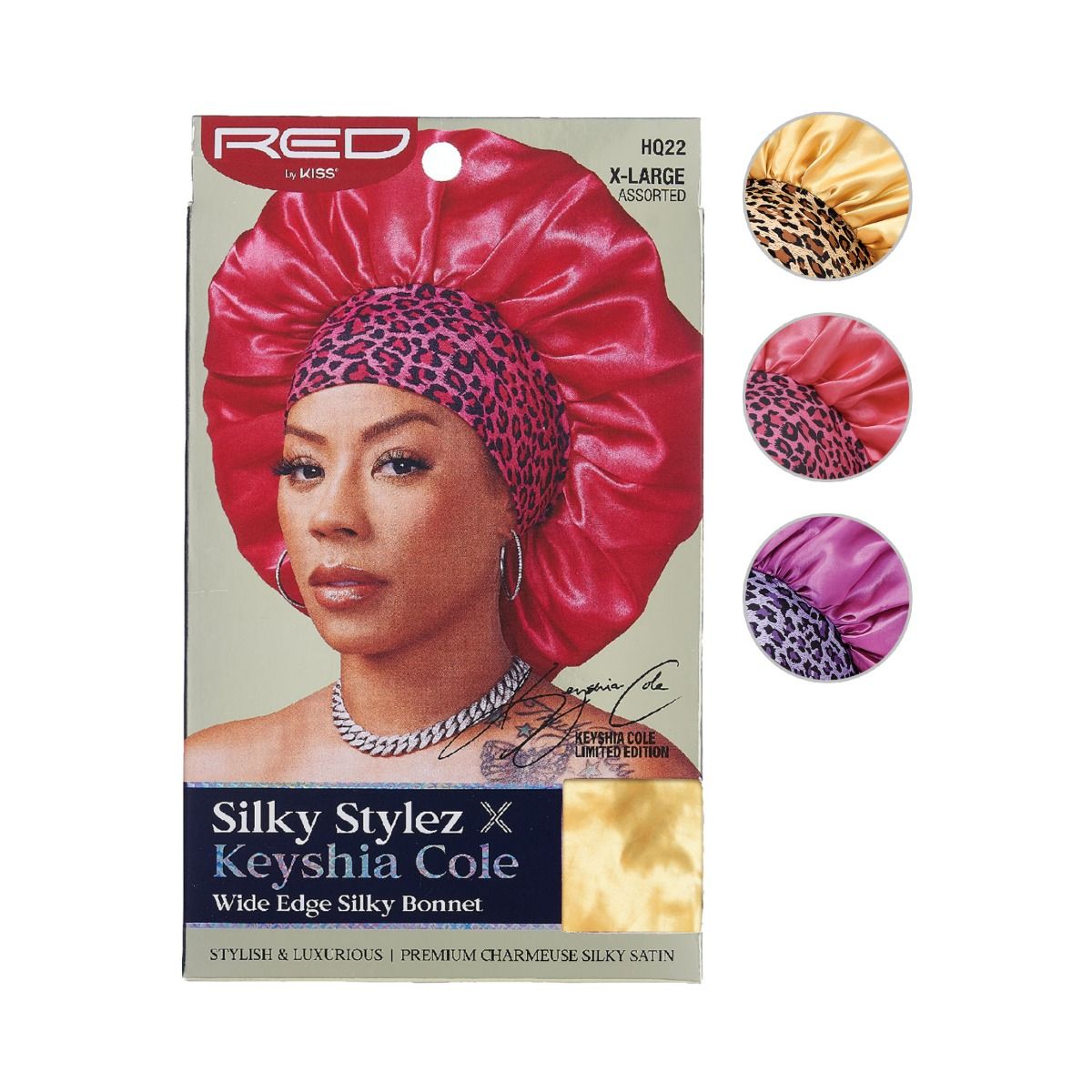 Red by Kiss Silky Stylez X Keyshia Cole Wide Edge Silky Bonnet X-Large Assorted (HQ22)