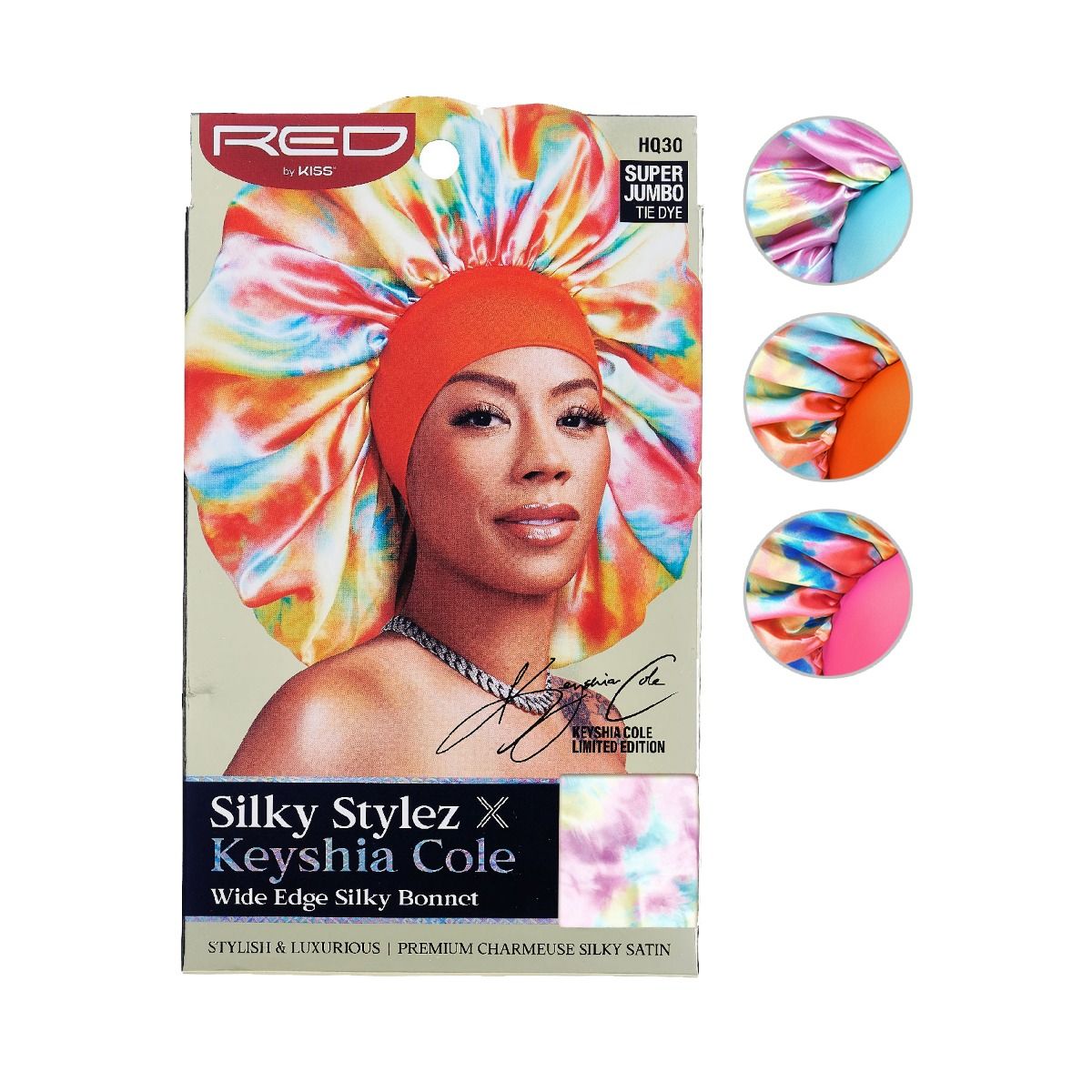 Red by Kiss Silky Stylez X Keyshia Cole Wide Edge Silky Bonnet Super Jumbo Tie Dye (HQ30)