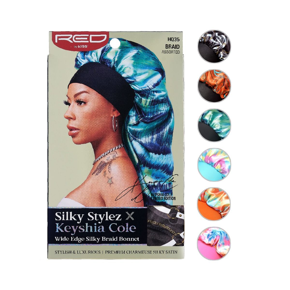 Red by Kiss Silky Stylez X Keyshia Cole Wide Edge Silky Braid Bonnet Assorted (HQ35)