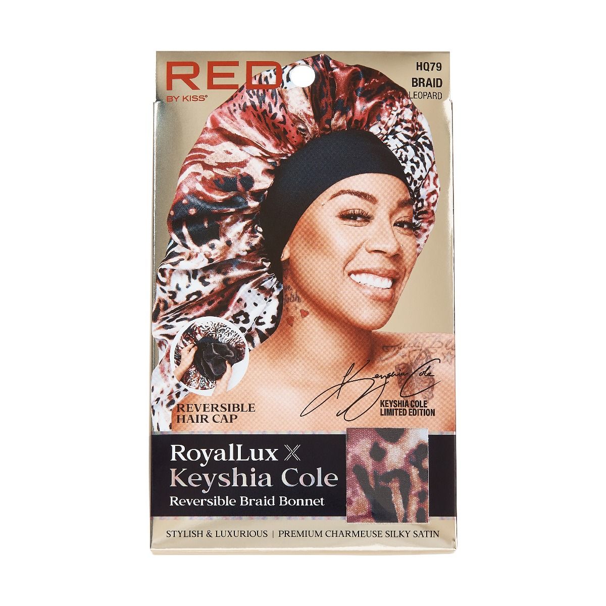 Red by Kiss RoyalLux X Reversible Braid Bonnet Leopard (HQ79)