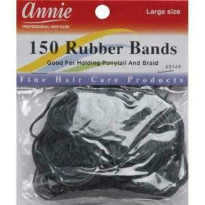 Annie Large Black Rubber Bands 150 ct (3149)