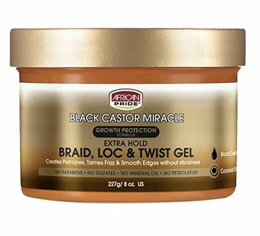 African Pride Black Castor Miracle- Braid, Loc, & Twist Gel 8oz