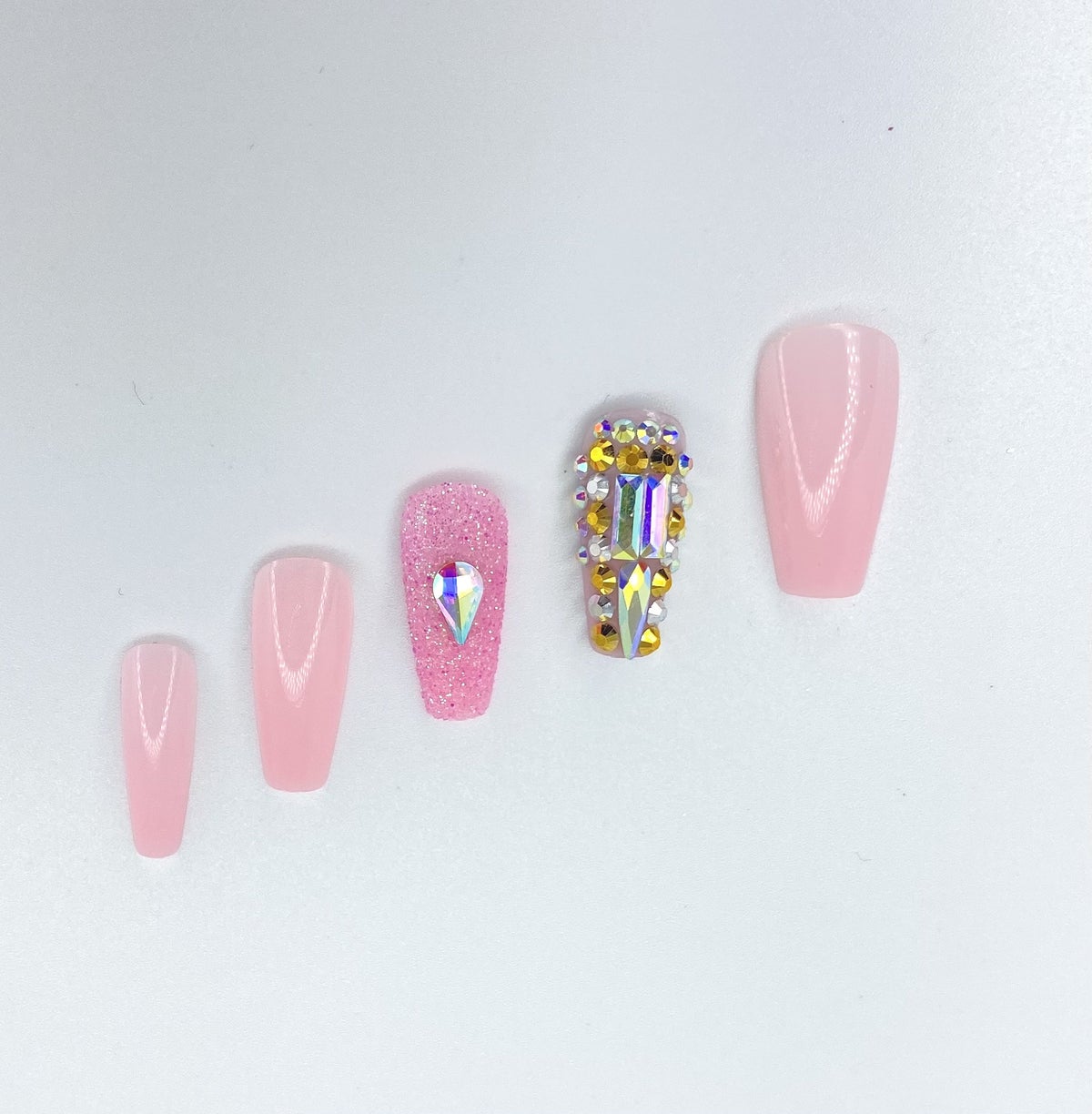 Lt Pink Bling & Glitter Press-On Nails