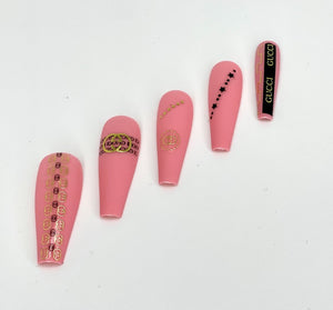 Pink Guchi Press-On Nails