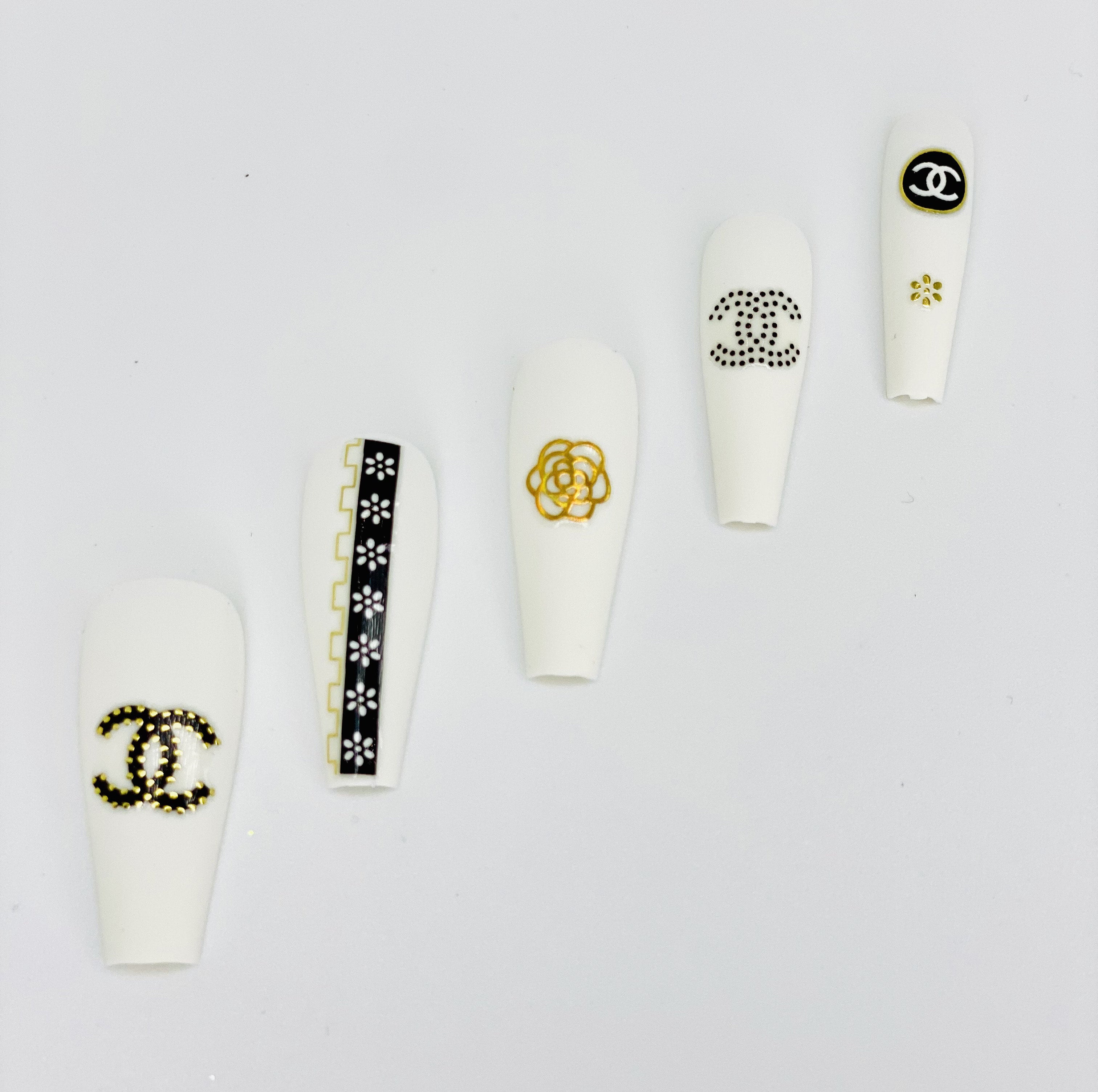 White Chanel Press-On Nails