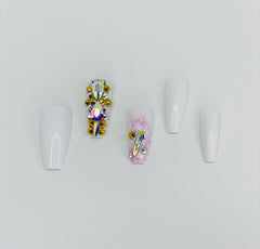 White Bling & Glitter Press-On Nails